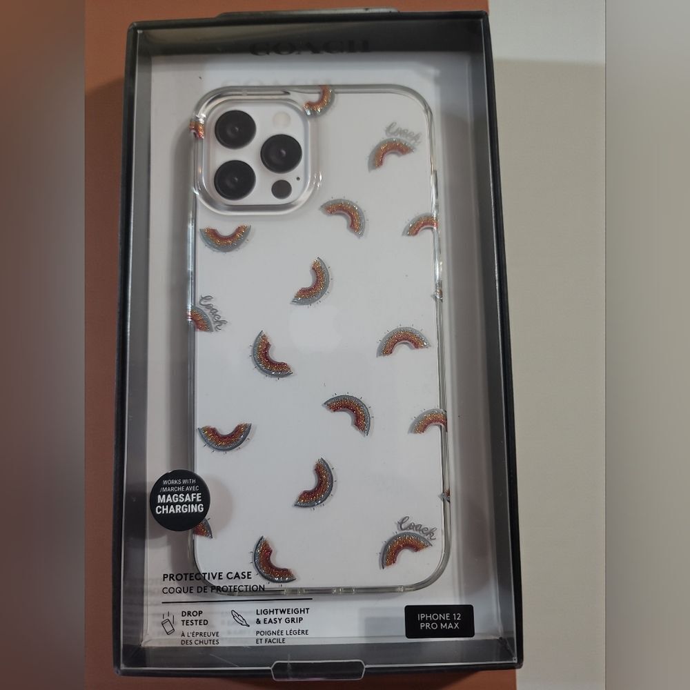 Coach Clear Case with Rainbow Design for iPhone12 ProMax New In Box